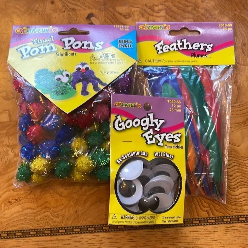 Google eye Pom Pom feather craft pack!